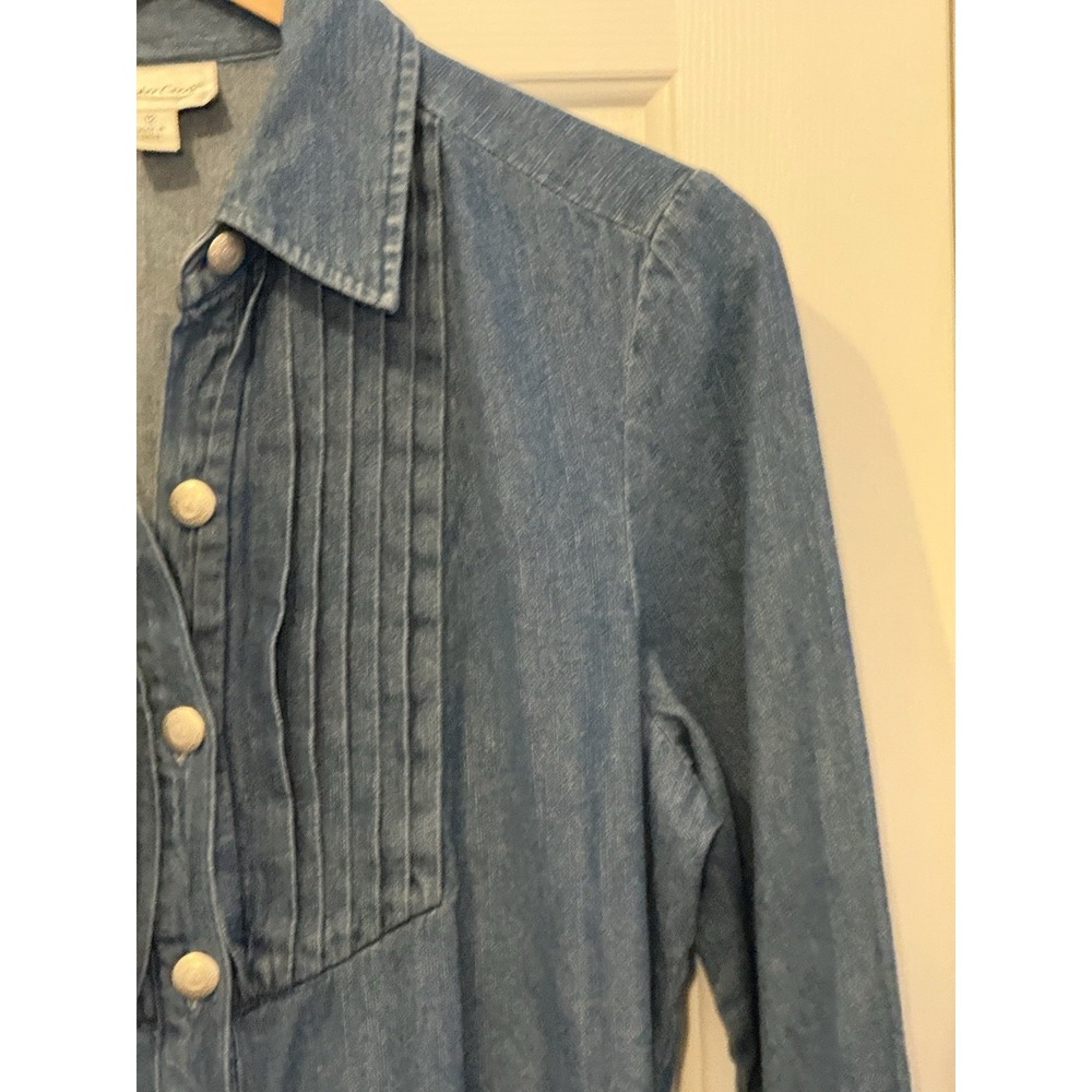 Vintage coldwater creek Denim Classic Cowgirl Western Prairie Maxi Dress Size 12 - Picture 2 of 10
